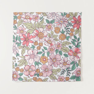 Elegant floral pattern in small hand draw flower. wandteppich