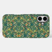 Elegant Floral Pattern in Yellow and Red on Green Case-Mate iPhone Hülle (Rückseite (Horizontal))