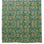 Elegant Floral Pattern in Yellow and Red on Green Duschvorhang (Vorderseite)