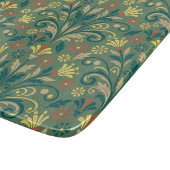 Elegant Floral Pattern in Yellow and Red on Green Schneidebrett (Ecke)