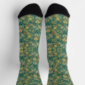 Elegant Floral Pattern in Yellow and Red on Green Socken (Oben)