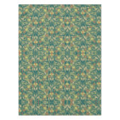Elegant Floral Pattern in Yellow and Red on Green Tischdecke (Vorderseite)