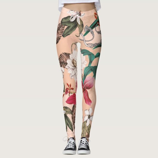 Elegant Floral Pattern Leggings (Vorderseite)