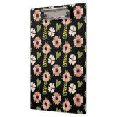 Elegant Floral Pattern on Black | Chic Botanical Klemmbrett (Links)