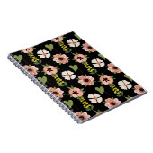 Elegant Floral Pattern on Black | Chic Botanical  Notizblock (Rechte Seite)
