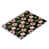 Elegant Floral Pattern on Black | Chic Botanical  Notizblock (Linke Seite)