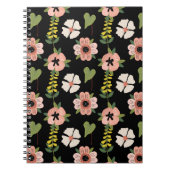 Elegant Floral Pattern on Black | Chic Botanical Notizblock (Vorderseite)