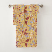 Elegant Floral Pattern with Red and Blue Leaves Badhandtuch Set (Insitu)