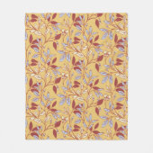 Elegant Floral Pattern with Red and Blue Leaves Fleecedecke (Vorderseite)