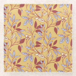 Elegant Floral Pattern with Red and Blue Leaves Glasuntersetzer