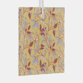Elegant Floral Pattern with Red and Blue Leaves Ornament Aus Glas (Vorderseite Rechts)