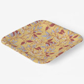 Elegant Floral Pattern with Red and Blue Leaves Pappteller (Gewinkelt)