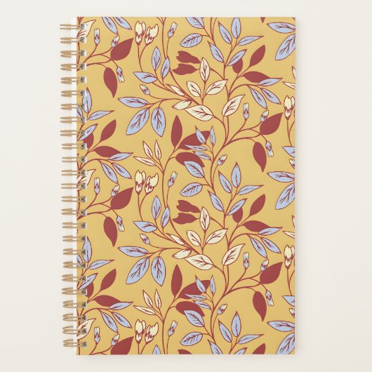 Elegant Floral Pattern with Red and Blue Leaves Planer (Vorderseite)