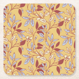 Elegant Floral Pattern with Red and Blue Leaves Rechteckiger Pappuntersetzer