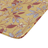 Elegant Floral Pattern with Red and Blue Leaves Schneidebrett (Ecke)