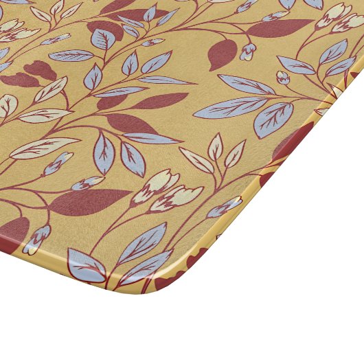 Elegant Floral Pattern with Red and Blue Leaves Schneidebrett (Ecke)