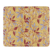 Elegant Floral Pattern with Red and Blue Leaves Schneidebrett (Vorderseite)