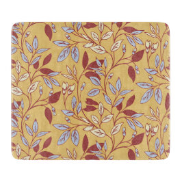 Elegant Floral Pattern with Red and Blue Leaves Schneidebrett