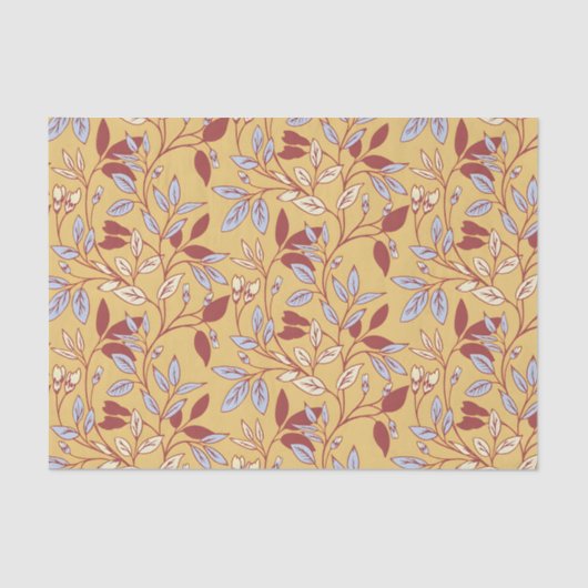 Elegant Floral Pattern with Red and Blue Leaves Seidenpapier (Vorderseite)