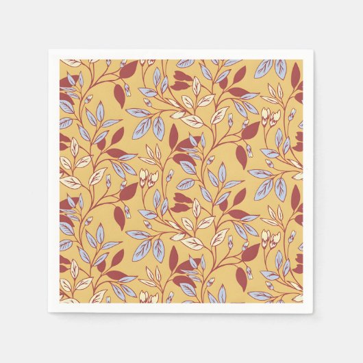 Elegant Floral Pattern with Red and Blue Leaves Serviette (Vorderseite)