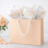 Elegant Floral Peach Lavender Sage Chevron Pattern Seidenpapier