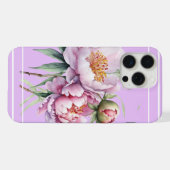 Elegant Floral Peony iPhone15 Pro MaxCase - Lilac iPhone Hülle (Rückseite (Horizontal))