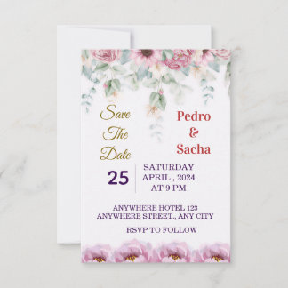 Elegant Floral Peony Save The Date Invitation Einladung