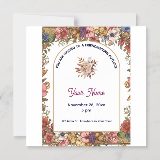 Elegant Floral Personalized Friendsgiving Magneteinladung (Vorderseite)