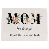 Elegant Floral Personalized Mom Gift Bag Große Geschenktüte (Rückseite)