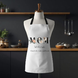 Elegant Floral Personalized Mom Kitchen Apron Schürze