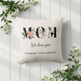 Elegant Floral Personalized Mom Throw Pillow Gift Kissen