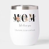 Elegant Floral Personalized Mom Wine Tumbler (Rückseite)