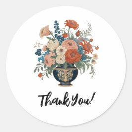 Elegant Floral Personalized Thank You Runder Aufkleber