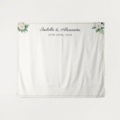 Elegant Floral Personalized Wedding Backdrop Wandteppich (Vorderseite (Horizontal))