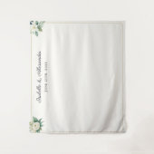 Elegant Floral Personalized Wedding Backdrop Wandteppich (Vorderseite)