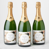 Elegant Floral Personalized Wedding Bottle Labels Schaumweinetikett (Flaschen)