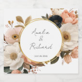 Elegant Floral Personalized Wedding Bottle Labels Schaumweinetikett (Einzelnes Label)