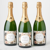 Elegant Floral Personalized Wedding Bottle Labels Schaumweinetikett (Flaschen)