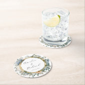 Elegant Floral Personalized Wedding Coasters Runder Pappuntersetzer (Vor Ort)