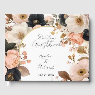 Elegant Floral Personalized Wedding Guestbook Gästebuch