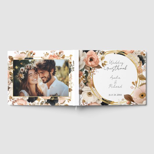 Elegant Floral Personalized Wedding Guestbook Gästebuch (Voll)