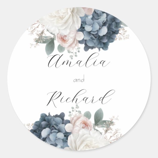 Elegant Floral Personalized Wedding Sticker (Vorderseite)