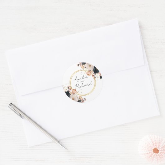 Elegant Floral Personalized Wedding Sticker (Umschlag)