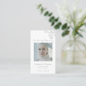 Elegant Floral Photo Funeral Prayer Card Visitenkarte (Stehend Vorderseite)
