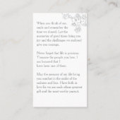 Elegant Floral Photo Funeral Prayer Card Visitenkarte (Rückseite)