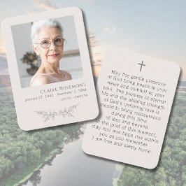Elegant Floral Photo Funeral Prayer Card Visitenkarte