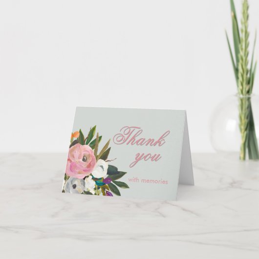 Elegant Floral Photo Link 60th Birthday Party Dankeskarte (Vorderseite)