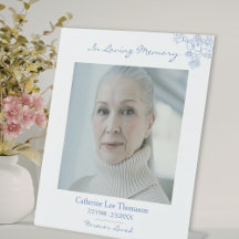 Elegant Floral Photo Memorial Table Sign