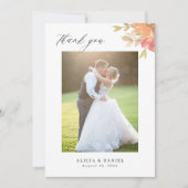Elegant floral photo wedding dankeskarte (Vorderseite)