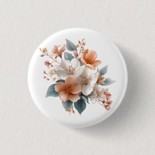 Elegant Floral Pinback Button 💐✨ (Vorderseite)